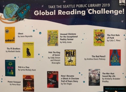 SPL Global Reading Challenge poster with book covers